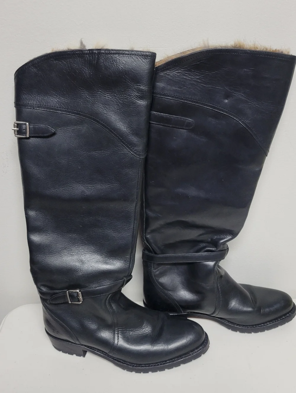 Frye  Leather Hight  Knee-High Riding Boots With With Rabbit Liner Size 8 1/2 M.
